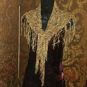 Fringed fibre art shawl